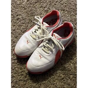 Puma Women's Golf‎ Shoes While Leather w/ Pink Size 7 Excellent Condition!
